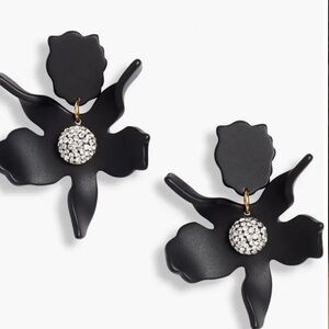Lele Sadoughi Jet Crystal Small Lily Earrings